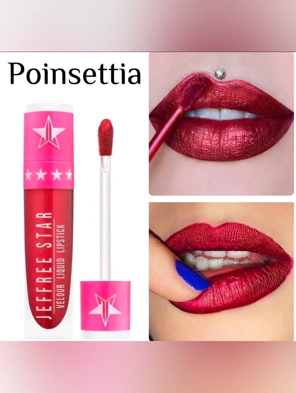 Jeffree Star Velour Liquid Lipstick POINSETTIA Metallic Red 5.6mL NEW IN BOX